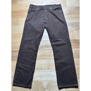 Vtg Levi's 501 Brown Denim Jeans White Contrast Stitch Men 38 X 34 (fit 37 X 33)